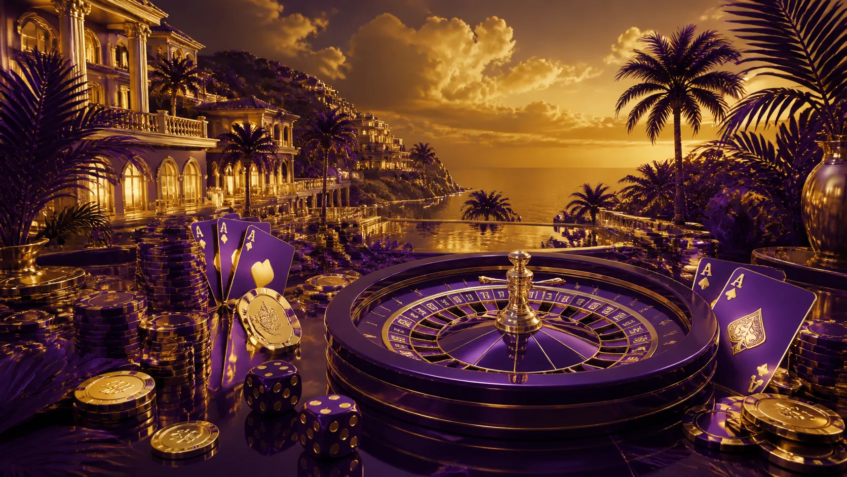 Villaspin Cyberpunk neon aesthetics with a glowing roulette wheel against a dark background for a luxury online casino theme.